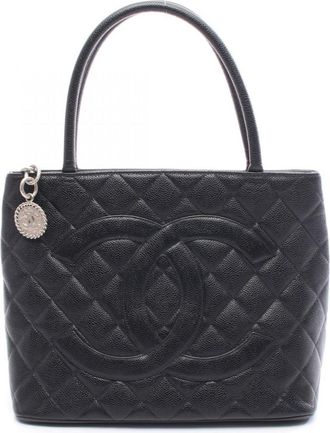 Chanel Black Grained Calfskin Tote Bag (Pre-Owned)