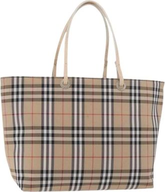Burberry Pre-owned Tote Bags, female, Beige, Size: ONE SIZE Pre-owned Vintage Nylon Hand Bag