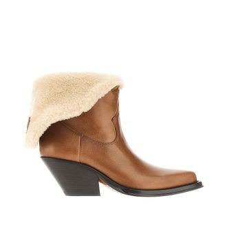 Chlo&eacute; Azelan leather and shearling boots Woman 36
