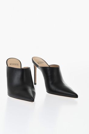 Francesco Russo Leather Mules with Pointed Toe and 11 cm Stiletto Heel Francesco Russo
