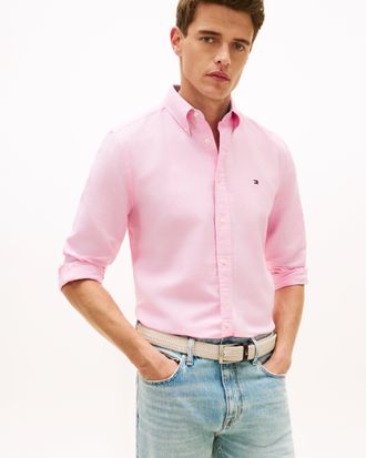 Tommy Hilfiger Mens Long Sleeve Shirt in Pink Cotton - Size X-Large