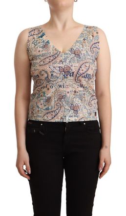 John Galliano Cotton Sleeveless V-neck Tank Womens Top