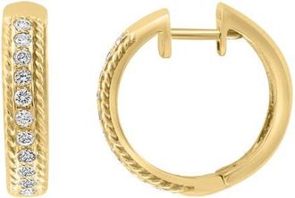 Effy 14K Yellow Gold Diamond Classic Hoop Earrings in 14K Gold at Nordstrom