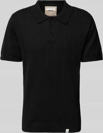 Colours & Sons Slim Fit Poloshirt mit Leinen-Anteil in Black, Gr&ouml;&szlig;e XXL
