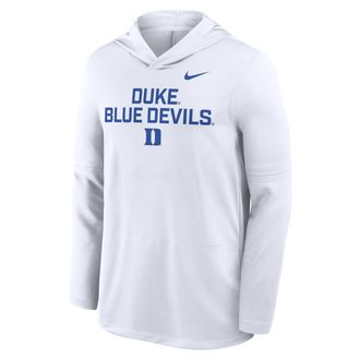 Nike Duke Sideline Nike Mens Dri-FIT College Long-Sleeve Hooded Top in White | 03B910ADU-7XL