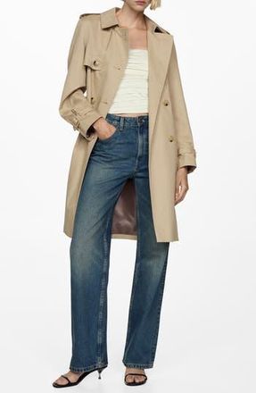 Mango Cotton Gabardine Trench Coat in Beige at Nordstrom Rack, Size X-Small