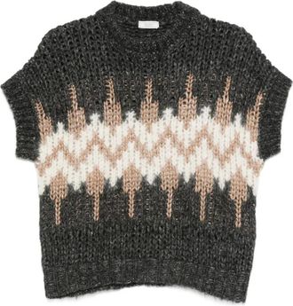 PESERICO Maglione con motivo geometrico - Grigio