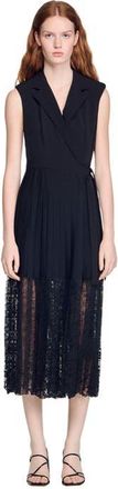 Sandro Lace collar maxi dress in Black at Nordstrom, Size 36 Eu