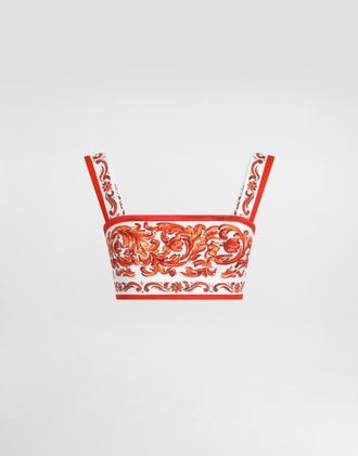 Dolce & Gabbana Top In Majolica-print Mat - Woman Shirts And Tops Multi-colored 36