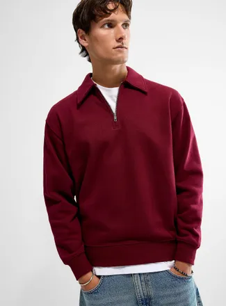 Le 31 Mens Zip-up polo-collar sweatshirt