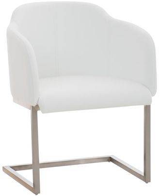 Clp Silla con patas de metal y asiento en Simil cuero Blanco