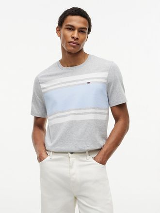 Tommy Hilfiger Mens Block Stripe T-Shirt - Grey - XXXL