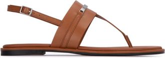 Calvin Klein plaque leather sandals - women - Leather - 38 - Brown