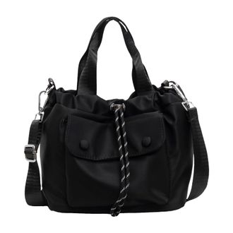 Generic Cymwer Drawstring Bucket Bag Oxford Cloth Underarm Handbag for Female Lady (Black)