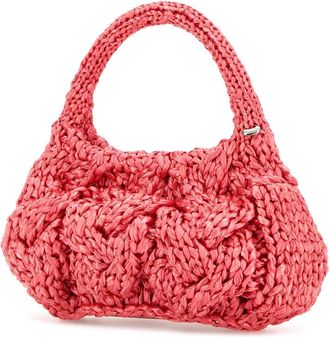 J.W.Anderson Womens Cable Shoulder Bag Pink Raffia