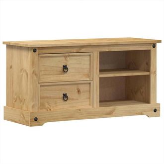 Berkfield Home TV Cabinet Corona 100x40x52 cm Solid Wood Pine in Tan | Size: 100 x 40 x 52 cm