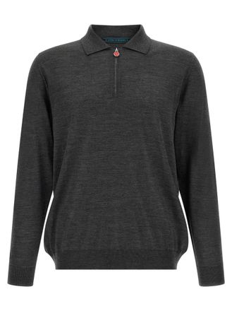 Kiton Grey Solid Shirt Collar Polo