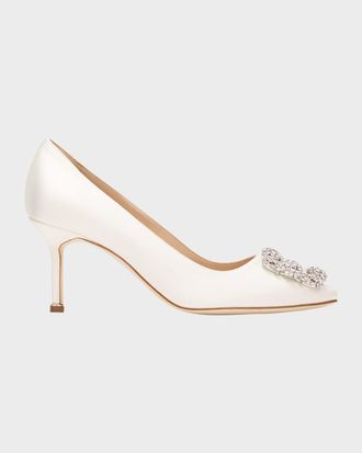 Manolo Blahnik Hangisi Satin Buckle Pumps