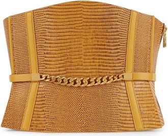 Elisabetta Franchi Bustier-stijl leren riem - Dames - Riemen - Bruin - XS - Leer - Accessoires