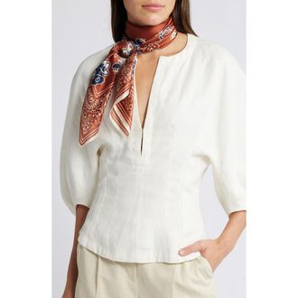 Treasure & Bond Square Satin Scarf in Rust- Navy Flora Paisley at Nordstrom Rack