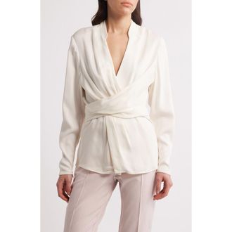 BOSS Bimkai Front Wrap Top in Soft Cream at Nordstrom Rack, Size 0