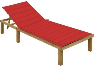 vidaXL Vidaxl - Tumbona Con Coj&iacute;n Rojo Madera De Pino Impregnada