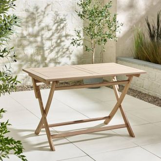 Furniturebox Hamburg Solid Wood Folding Outdoor Dining Table in Light Brown