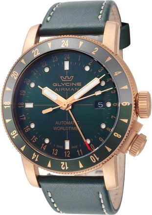 Glycine Airman Contemporary GMT Automatic Green Dial Mens Watch GL0550