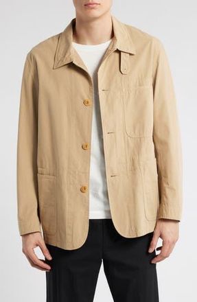 Merz b. Schwanen Relaxed Fit Organic Cotton Poplin Jacket in Khaki at Nordstrom Rack, Size Xx-Large