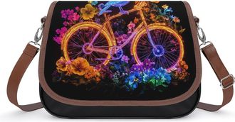 Generic Flower Bike Blue Bird Crossbody Bags for Women Shoulder Messenger Bag Purse Handbags