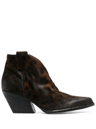 Elena Iachi leopard-print pointed-toe ankle boots - women - Calf Leather/Calf Leather/Calf Leather - 39 - Brown