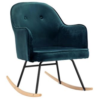 vidaXL Silla Mecedora De Terciopelo Azul Vidaxl