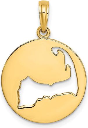 Diamond2Deal 14k Yellow Gold Polished Cut-Out CAPE COD Map Charm Pendant