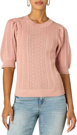 Wit & Wisdom Pointelle Elbow Sleeve Sweater in Rose Tan at Nordstrom, Size X-Large