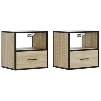 vidaXL Vidaxl - Mesitas De Noche De Pared 2 Unidades Roble Sonoma 40x31x39,5 Cm