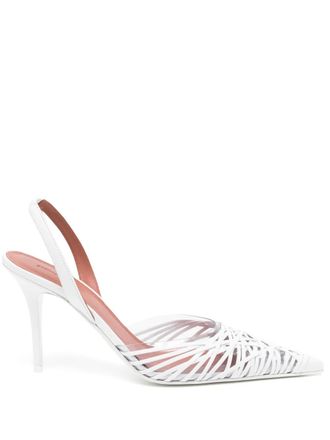 Amina Muaddi 90mm Lori pumps - women - Leather/Leather/Rubber/Rubber/Rubber/Leather - 39 - White