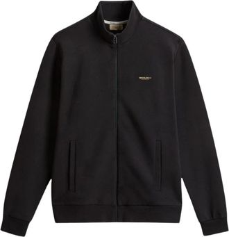 Woolrich Logo Interlock Track - Heren - Vesten met rits - Zwart - L - Katoen - Hoodies & sweatvesten