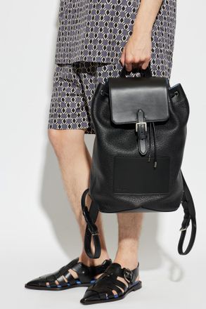 Lanvin Leather Backpack Zaino, Mens, Black
