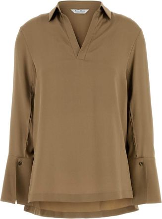 Max Mara Camel Stretch Crepe Dover Blouse
