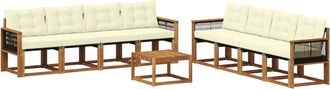 vidaXL Conjunto De Sof&aacute;s De Exterior 9 Uds. Natural Y Crema Vidaxl