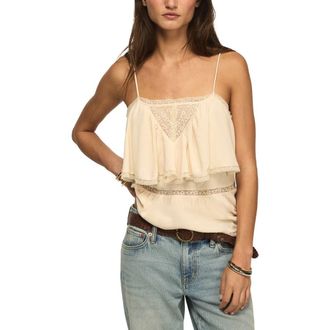Lucky Brand Lace Trim Ruffle Camisole in Whisper Pink at Nordstrom, Size Xx-Large