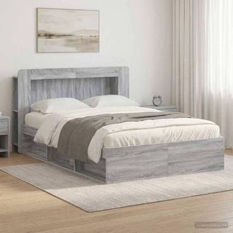 Berkfield Home Bed Frame with Storage Grey Sonoma 160 x 200 cm Engineered Wood