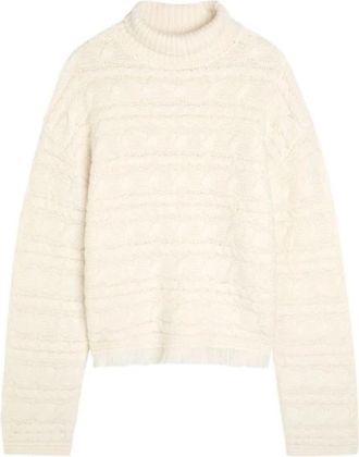 Guest In Residence Turtleneck Kabel Gebreide Trui - Dames - Cashmere truien - Wit - M - Kasjmier - Truien & Vesten