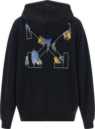 Off-white Logo-Embroidered Cotton Hoodie - Black