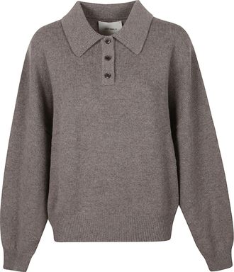 Lisa Yang Etta Textured Polo Collar Sweater