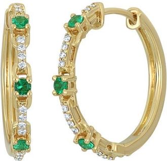Bony Levy El Mar Hoop Earrings in 18K Yellow Gold Emerald at Nordstrom
