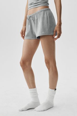 Alo Alosoft Low-Rise Finesse Short in Vintage Athletic Heather, Size: Medium