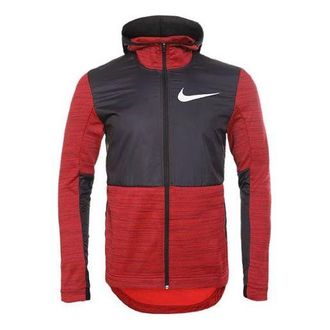 Nike Dri-FIT Basketball Sports Splicing Fleece Lined Knit Hooded Jacket Red 857045-657