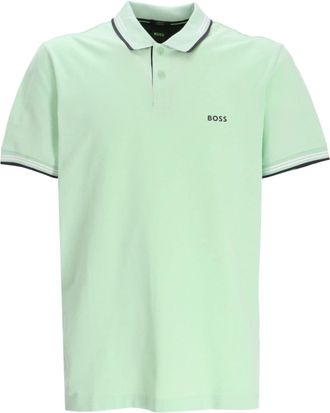 BOSS Paule 1 stripe-trim polo shirt - men - Elastane/Cotton - S - Green