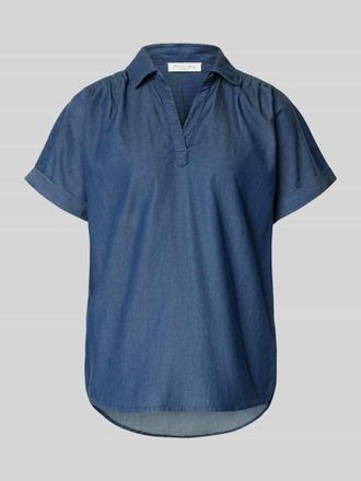 Christian Berg Regular Fit Bluse in Denim-Optik mit V-Ausschnitt in Blau, Gr&ouml;&szlig;e 34